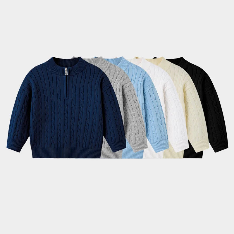 Kids Winter Warm Knitted Sweater Children Comfortable Solid Versatile Pullover Boys Girls Autumn Outdoor Long Sleeve Clothe