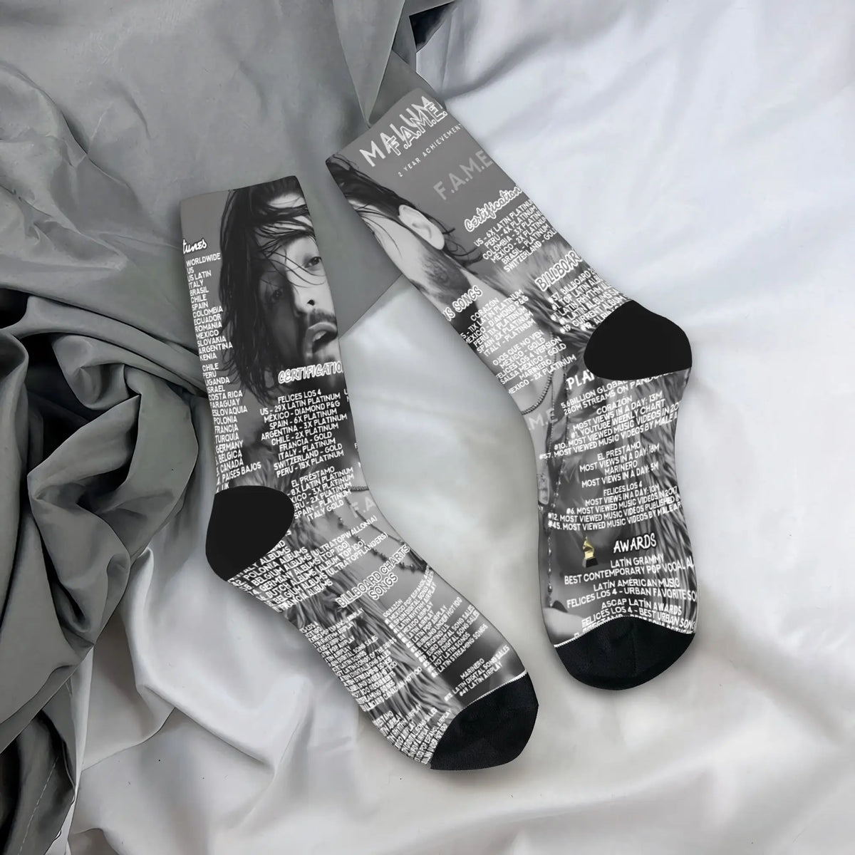 Women Men Socks Maluma Rapper  Stockings Autumn Trendy High Quality Socks Printed Climbing Non-Slip Socks