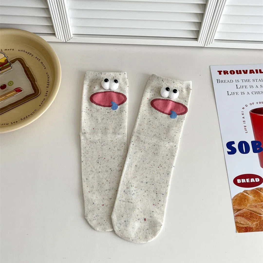 Funny Expression Women's Socks Spring Summer School Students Wearing Cute Cartoon Big Eyes Men Socks Friends Birthday Gifts