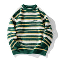 Vintage Striped Knitted Sweaters for Men Autumn Winter New Casual O-neck Embroidered Pullovers Street Style Couple Sweater Coats