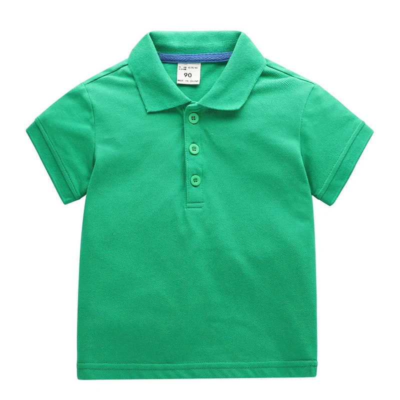 Kids Boys Solid Color Cotton Polo Shirts 2025 Summer New Children Short Sleeve Tops Tee Girls Baby Lapel  Shirt Age 1-10T