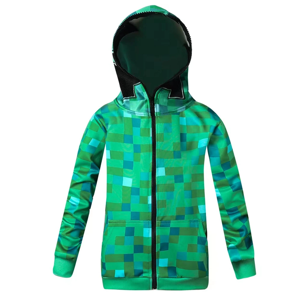 New Sportswear Kids Children Halloween Green Cosplay Costume Funny Clothing Birthday Party Boys M-Creeper Games Set Headgear
