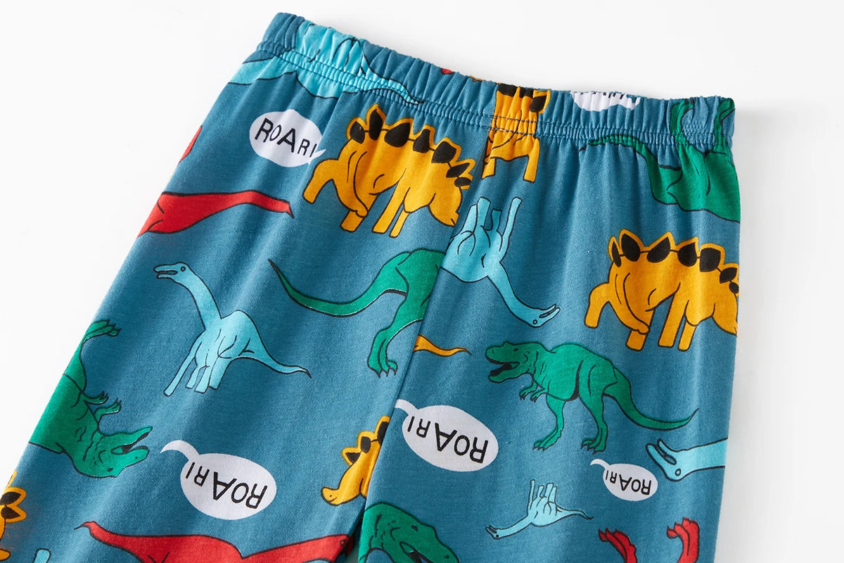 Kids Pajama Set 100% Cotton Soft Dinosaur Print Loungewear Long Sleeve Pjs Sleepwear for Toddler Boys Girls Age 1-8 Years
