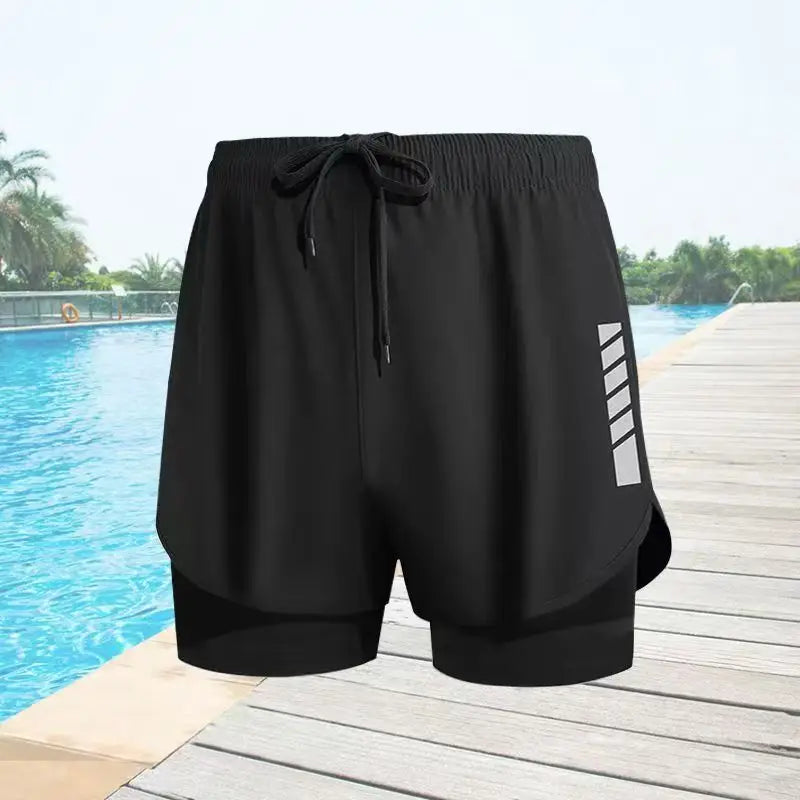 Summer Men Swimsuit Quick Dry Swimwear Swimming Tops+Trunks UPF50+ BeachSport Rash Guard Short Surfing Bathing Suit Set