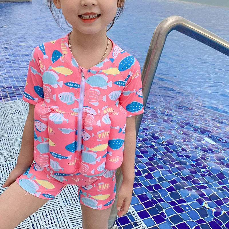 Children's Buoyancy Swimsuit One-piece Swimsuit for Kids Floating Rash Guards Girls Swimwear Boys Swimming Infant Baby Clothing