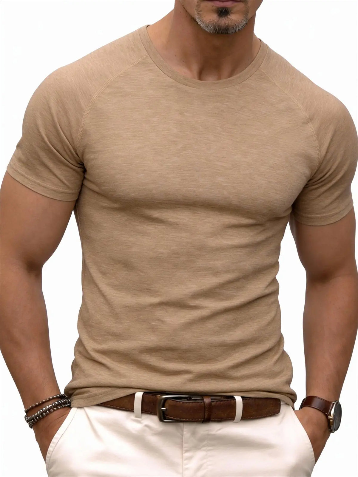 Men's Fitness Sports T-Shirt for Training, Showing Muscles, Loose Fit, Suitable for Summer Fashion and Casual Running.