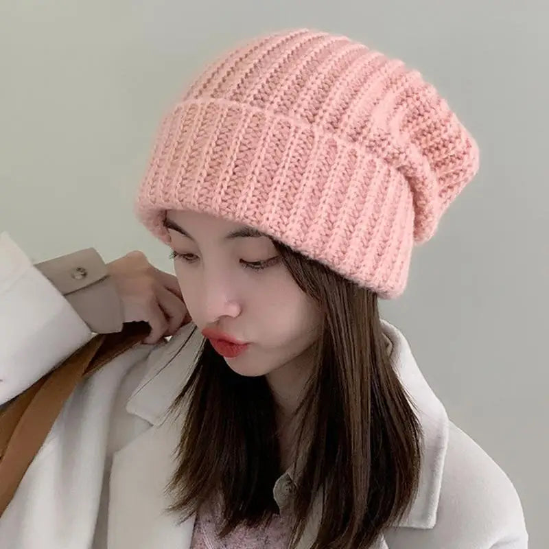 Fashion Winter Warm Hats For Women Casual Stacking Knitted Bonnet Caps Men Hats Solid Color Hip Hop Unisex Female Beanies
