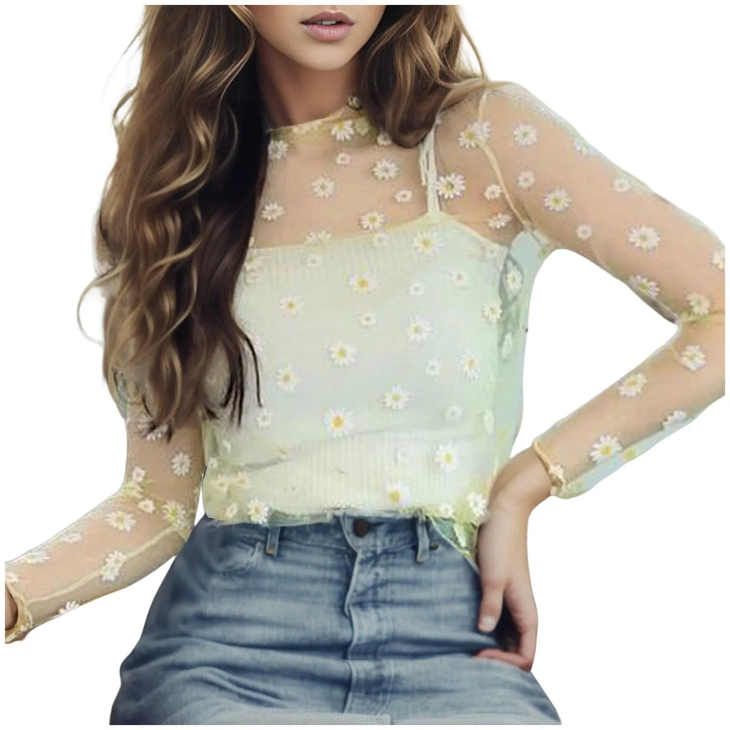 Casual Summer Crop Tops Women's Sheer Mesh Spaghetti Strap Tank Tops Streetwear Cotton Knitted Blouse Basic Camis Tops Mujer