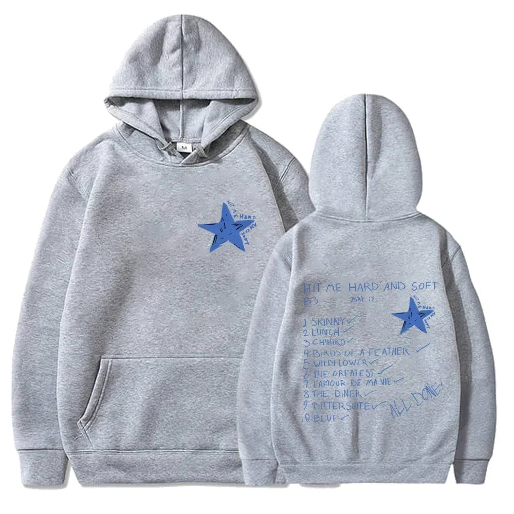 Hit Me Hard and Soft Tour Printed Hoodies Men's Women's Hooded Sweatshirts Sports Casual Long Sleeve Oversize Street Warm Hoodie