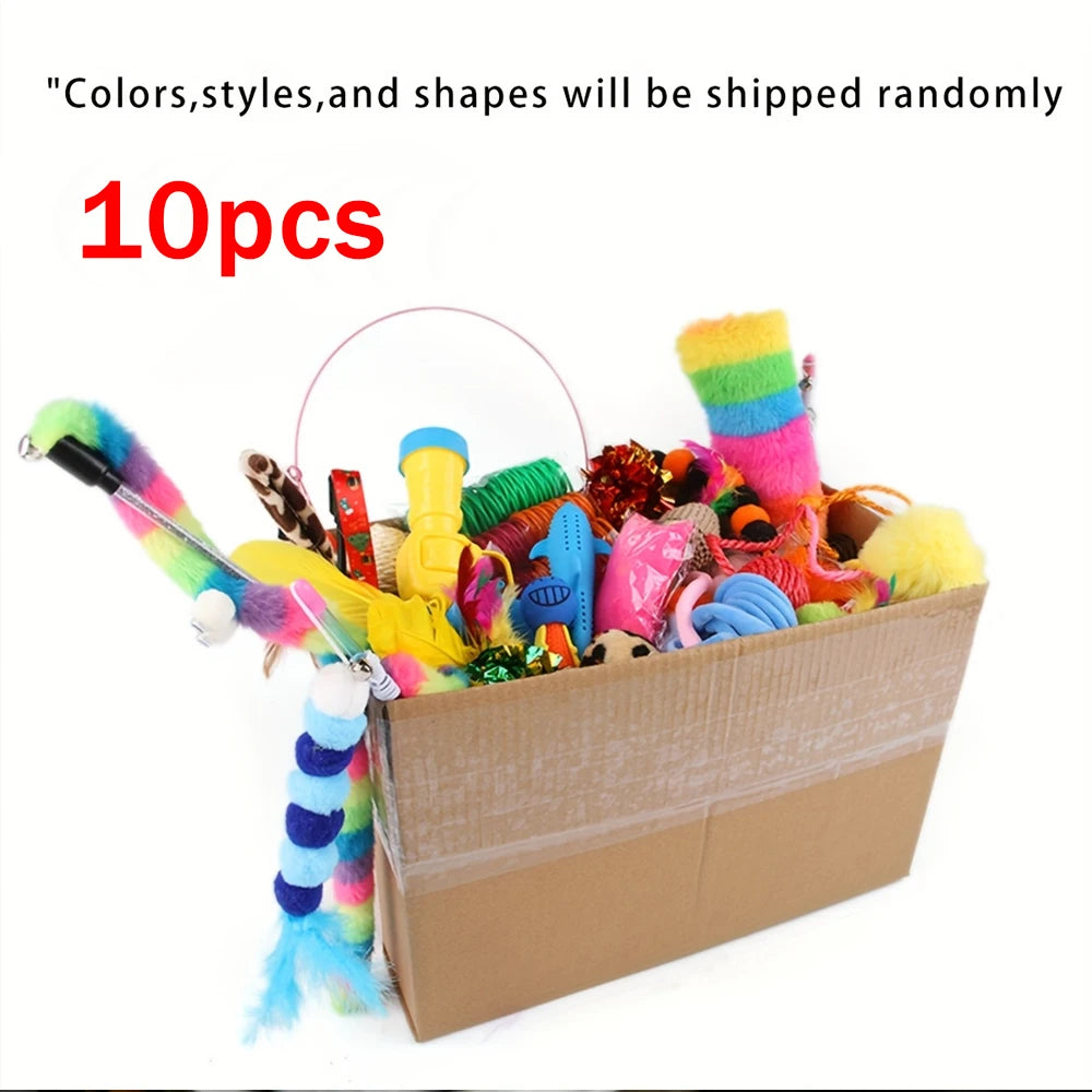 100 Styles Mixed Pet Toy Set, Random Assorted Interactive Cat & Dog Toys, Variety Chew Squeaky Play Toys for Small Pets