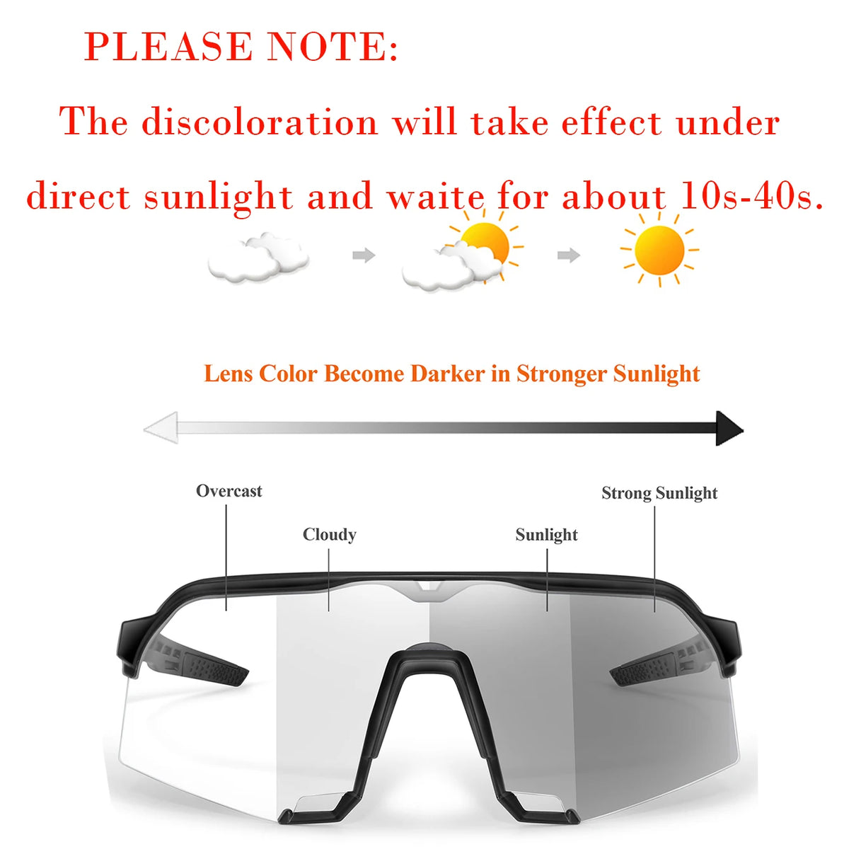 Photochromic Sunglasses for Men Women Outdoor Mtb Bicycle Cycling Running Eyewear Windproof Goggles Oversize Shades