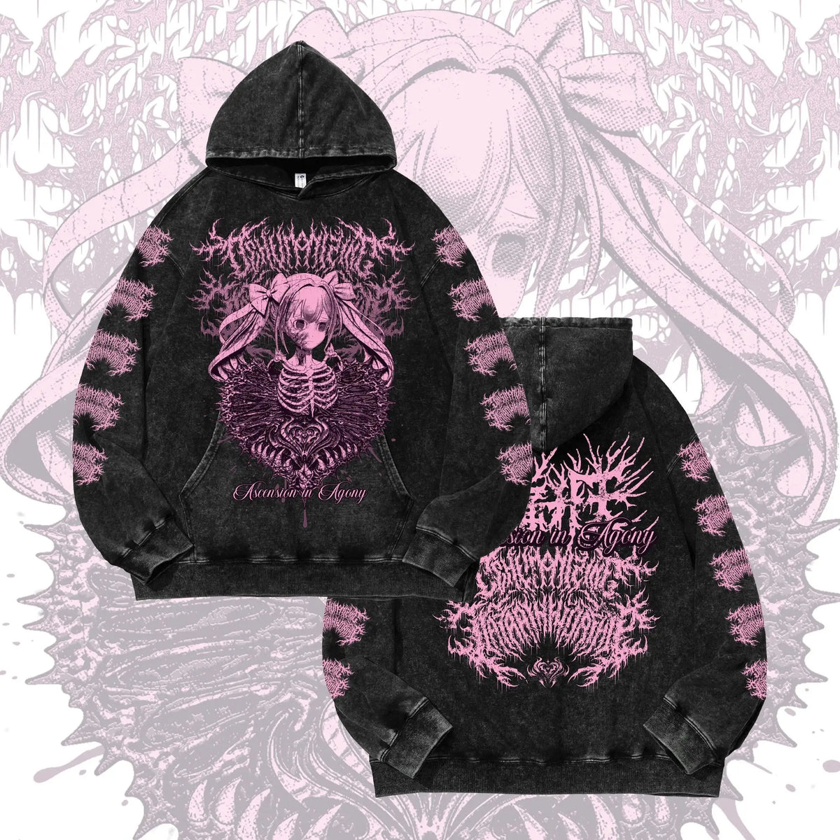 Japanese Harajuku Style Anime Print Subculture Patchwork Color Hoodie Women American Street Punk Oversized Casual Sweatshirt