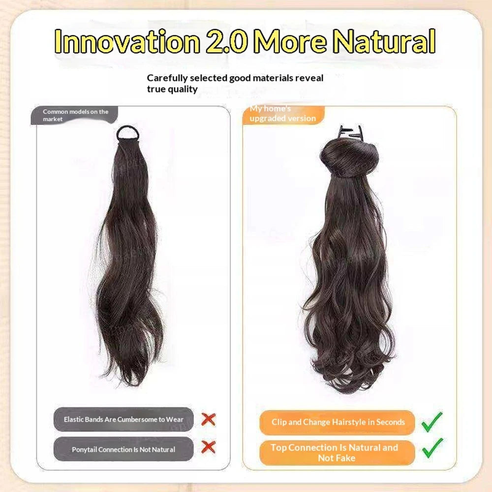 Wig Synthetic Ponytail  Low Side Ponytail Claw Clip Women's Layered Slightly Curly Big Wave Natural Braid Wig