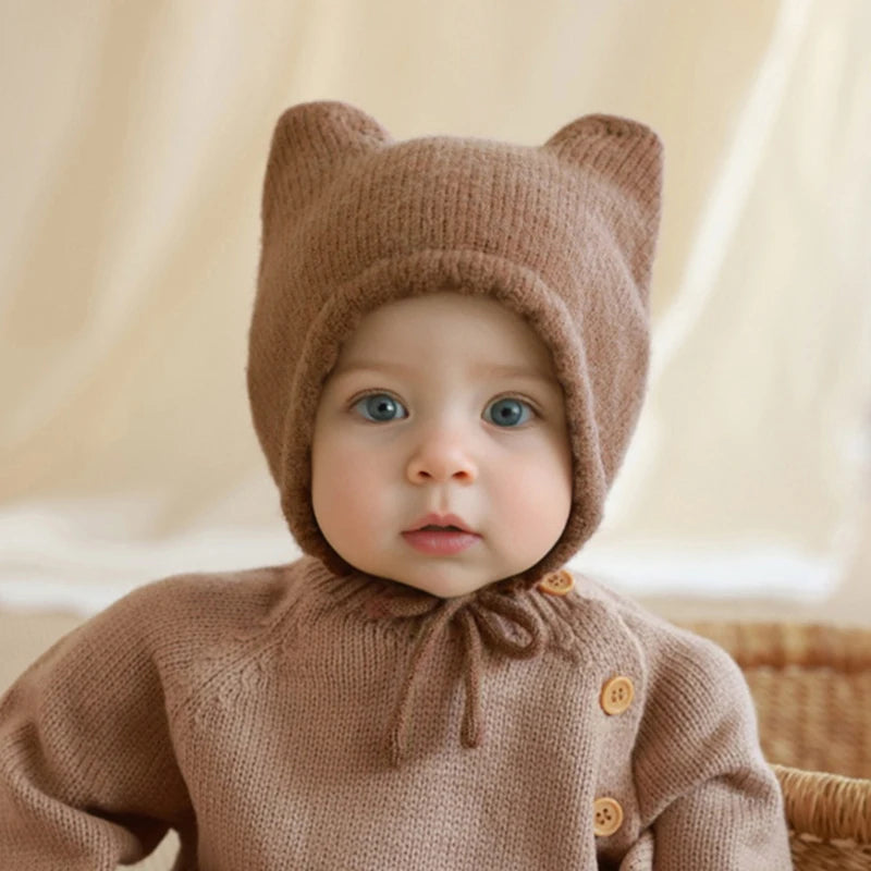 Baby Hats Autumn/Winter Baby Boys Girls Knitted Hat Toddler Knit Woolen Hat Children's Ear Protection Hats Infant Kids Warm Cap