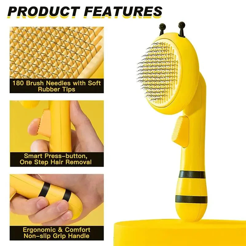 Cleaning Pets Bee Pet Cat Brush Massage Cat Comb Self Grooming Comb for Cats Dogs Removes Undercoat Tangled Hair Pet Accessories