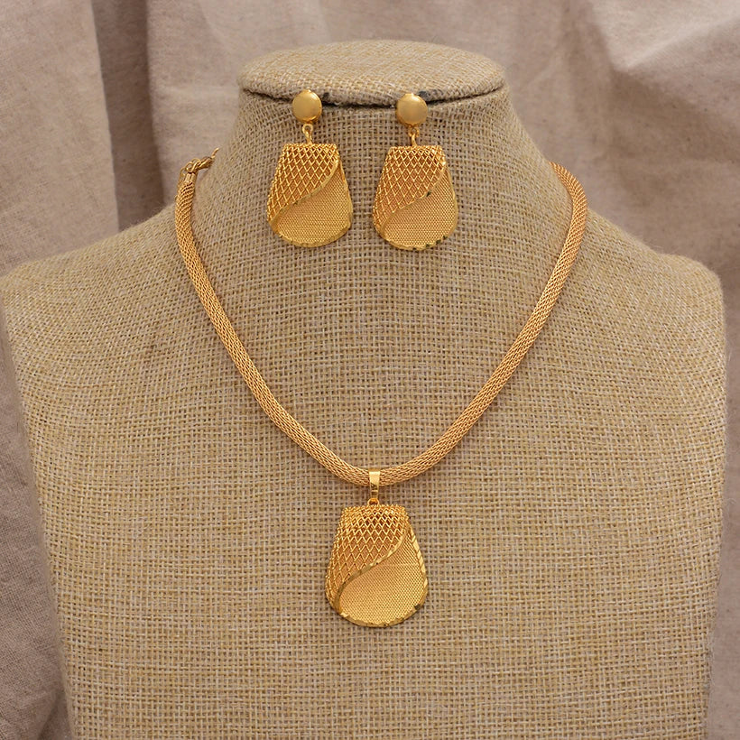 Women Jewelry Set Gold Plated High Quality Party African Bridal Flower Jewelry Set