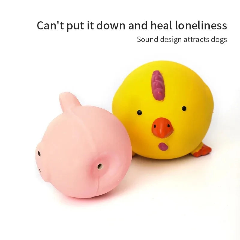 Pet Dog Vocal Toy Durable Dog Chew Toys Pigs Cows Chickens Tough Squeaky Dog Grinding Teeth Toys Pet Latex To Clean Teeth Toys