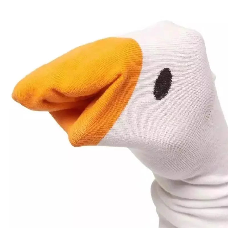 1 Pair Sock Women Mid Tube Socks Instagram Popular Trendy Creative Cute Duck Cartoon Cotton College Style High Tide Socks