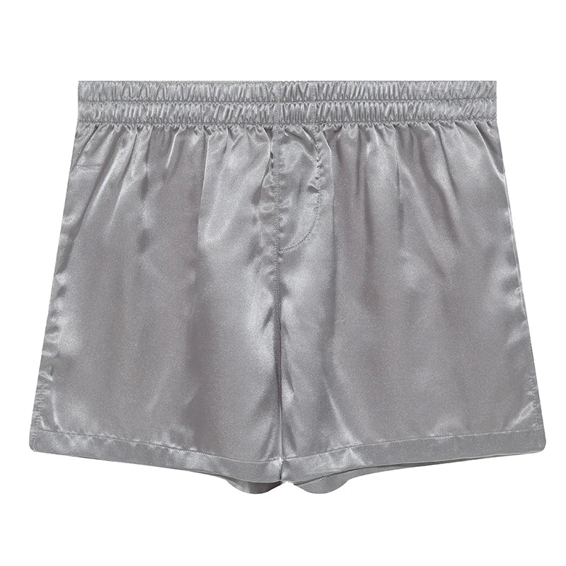 Men's Pajamas Shorts Soft Silky Underwear Men Boxers Shorts Sleep Bottoms Homewear Sleepwear Loose Lounge Shorts