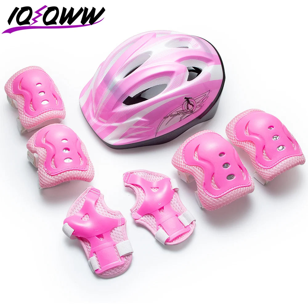 7PCS Kids Protective Gear, Safety Helmet & Knee Elbow Wrist Guards,Protective Pads for Boys Girls Skating Scooter Outdoor Sports