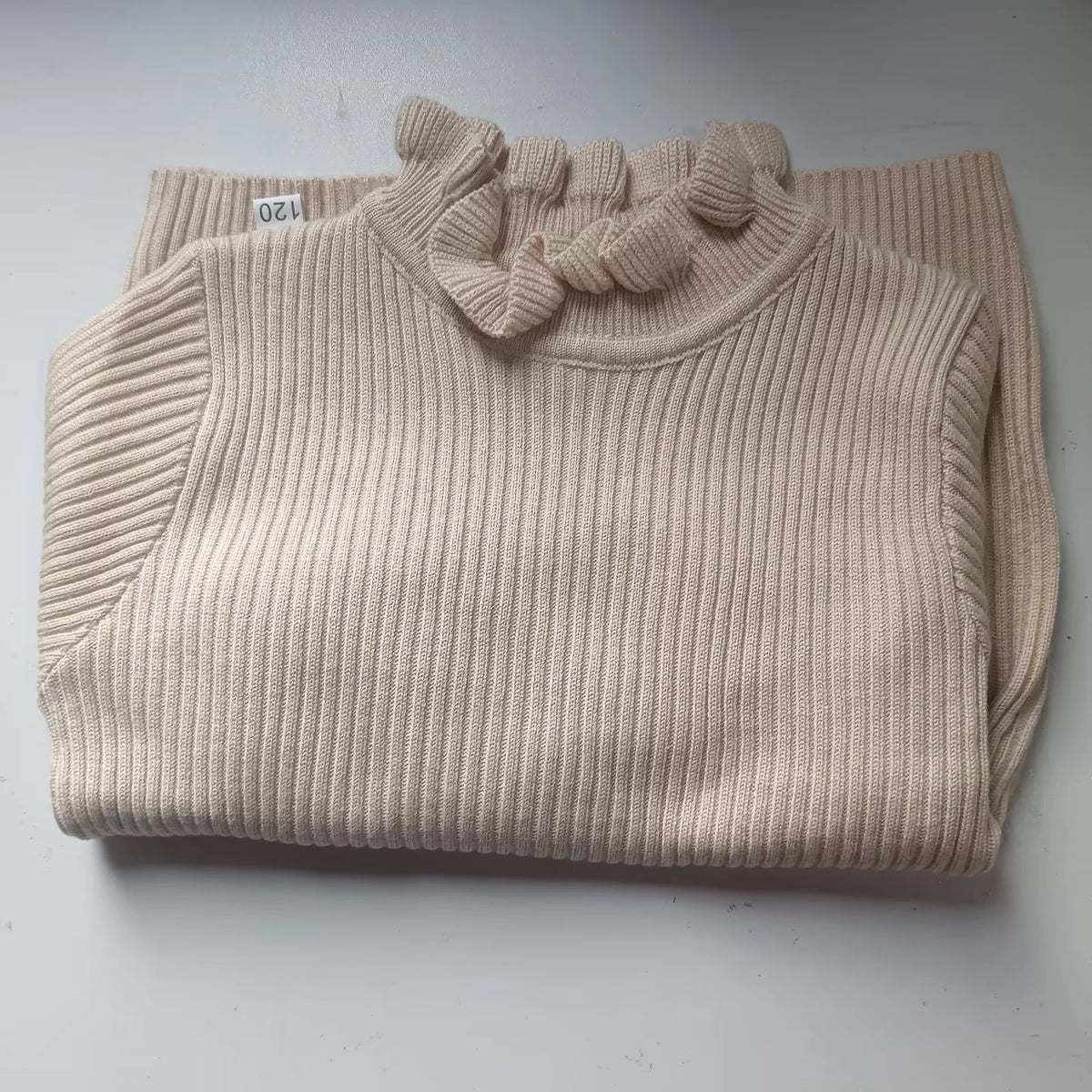 Kids Girls Ruffle Sweaters New Children Thin Knitted Tops Autumn Winter Cotton Pullovers Pink Turtleneck Tops Korean Style Warm