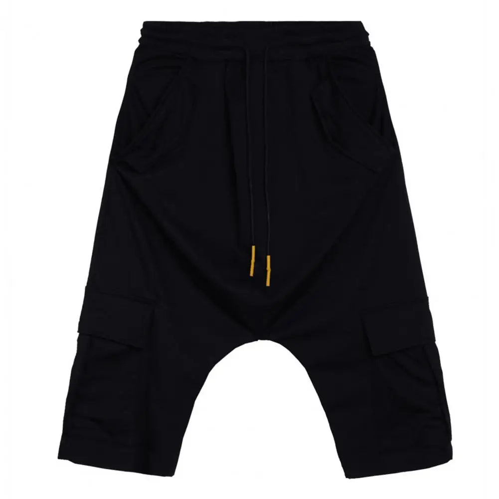 Cotton Low Crotch Hip Hop Men Pants Baggy Harem Pants Soft Drawstring Solid Color Casual Loose Pants Cropped Trousers