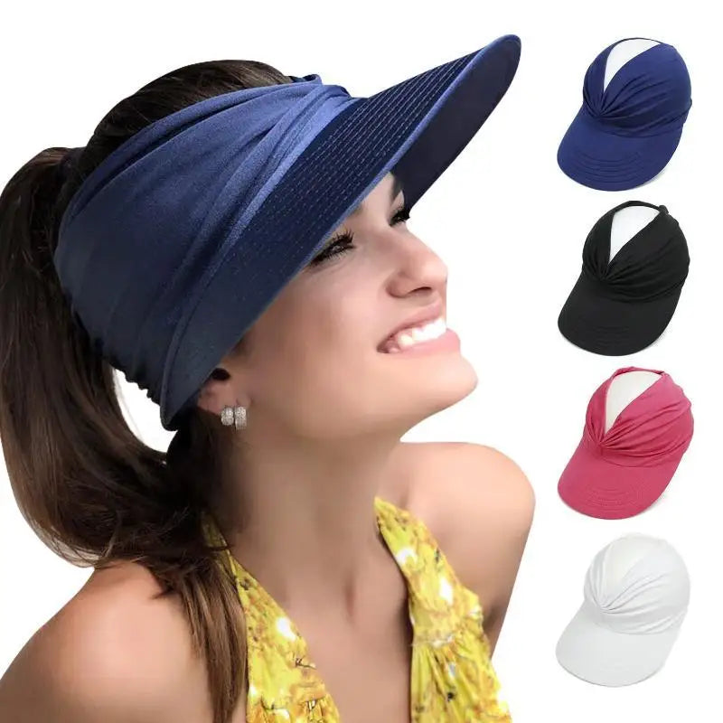 Beach Sun Hat For Women Spring/Summer With A Hollow Top Sun Protection Hat For Ladies Outdoor Sports Hat