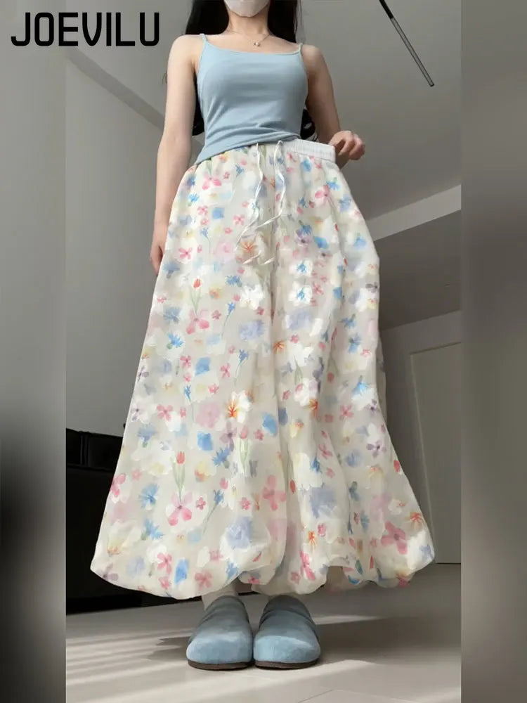 Summer French Style Floral Palazzo Pants Women High Waist Loose Boho Print Wide Leg Trousers with Drapery Comfortable & Elegant