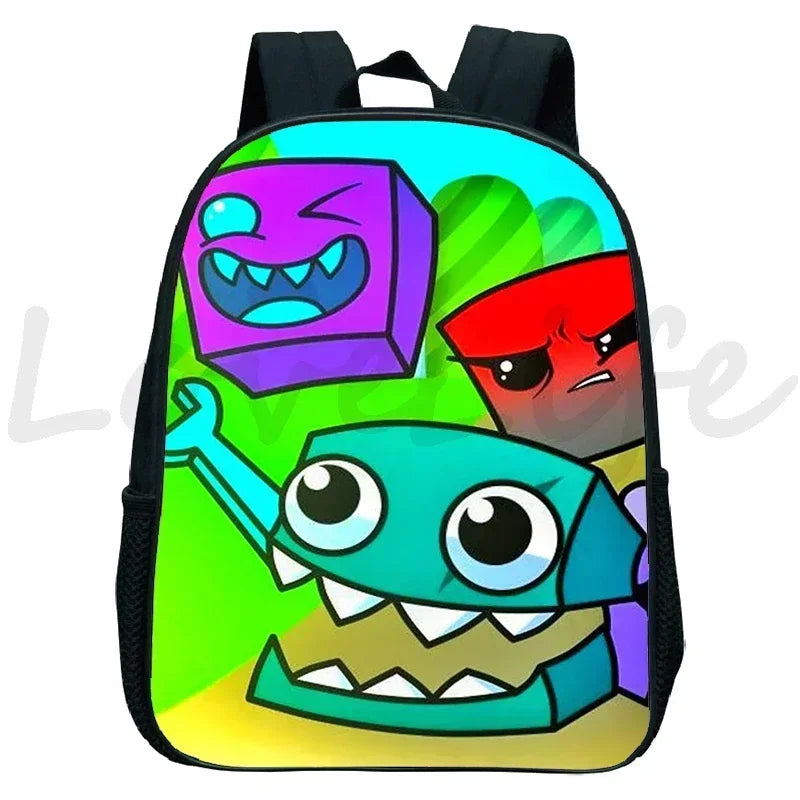 Children Backpack Anime Small Bookbag Kids Cartoon School Bags  Angry Geometry Dash Kindergarten Backpacks Boys Girls Rucksack