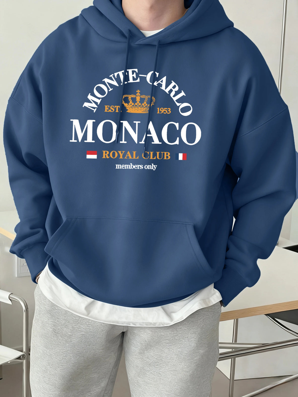 Monte-Carlo Monaco Printing Men Fashion Hoody Basics Comfortable Sweatshirts Casual Fleece Tops Oversized Street Sportswears