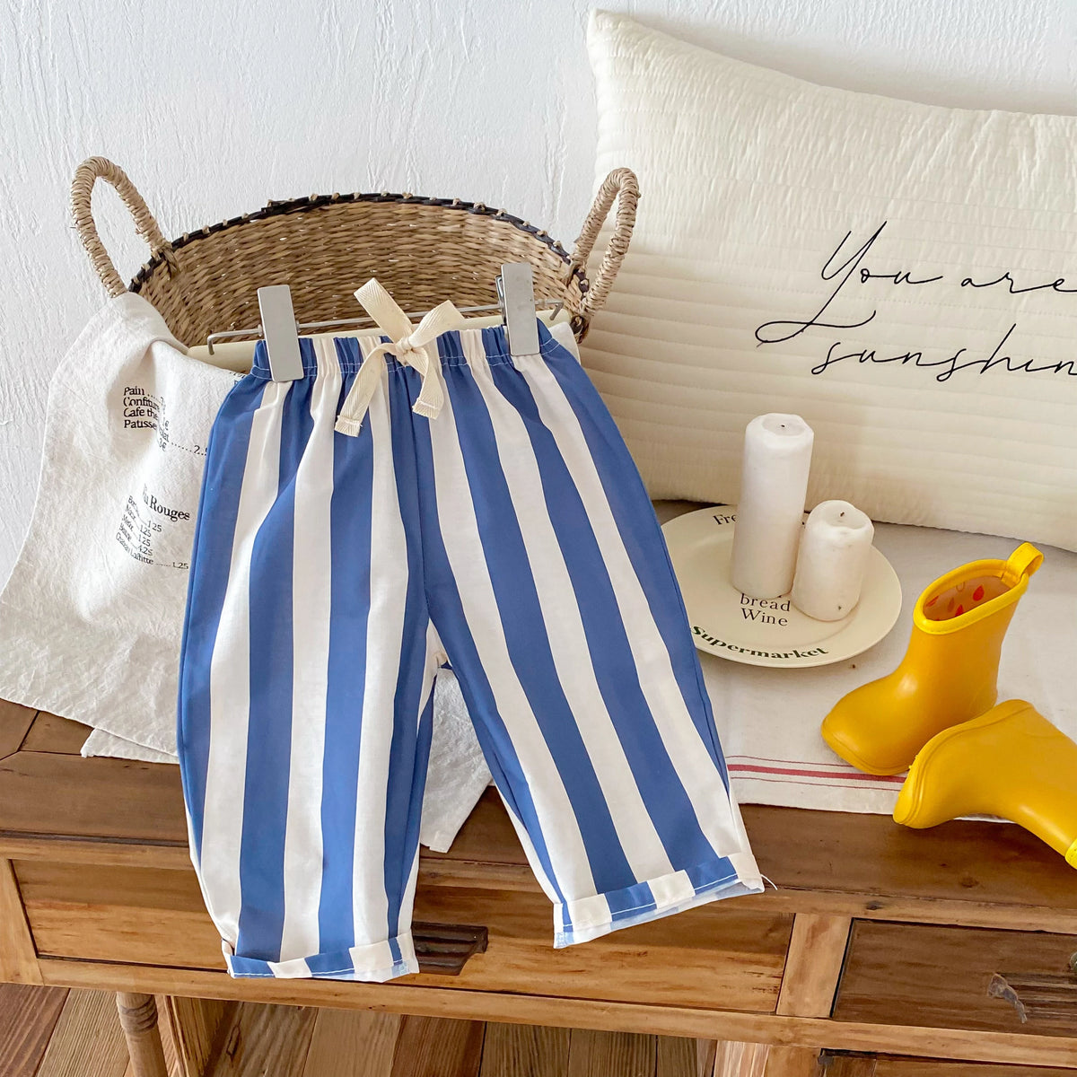 1-6 Age Children's Clothes Casual Trousers Toddler Girl Boy Striped Harem Pants Korean Fashion Kids Summer Clothing Long Pant