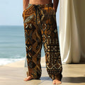 2025 Fall Men's Geometric Ethnic Pants Trousers Mid Waist Drawstring Elastic Waist Casual Outdoor Wide-leg Trousers For Mens