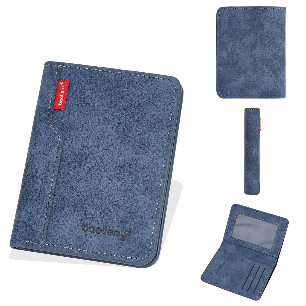 New Casual Two-Fold Men'S Wallet, Matte Pu Card Holder, Simple Vertical ID Card Case, Small Money Clip For Men
