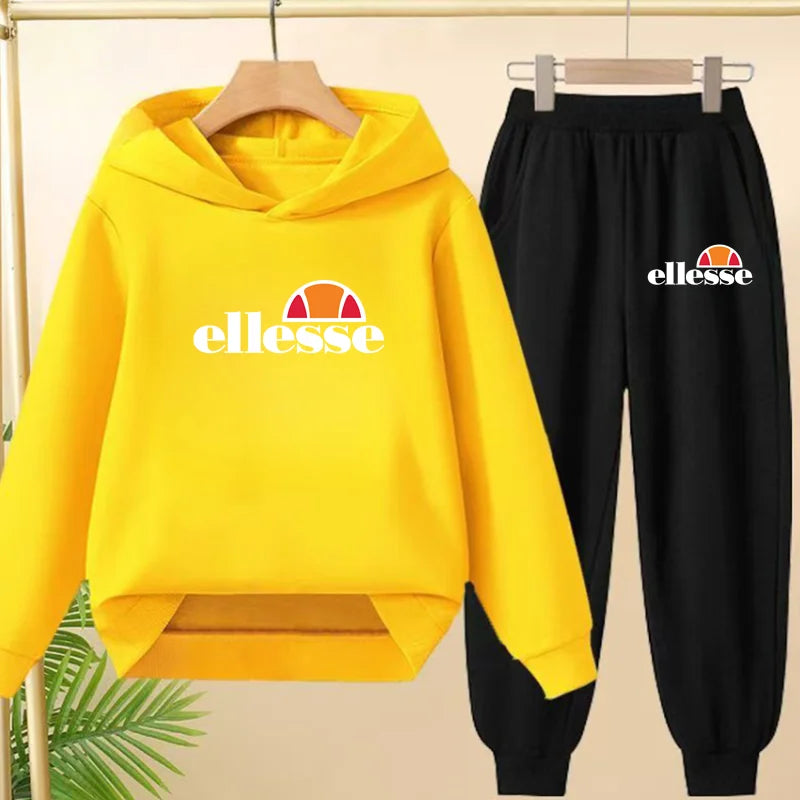 Kids Classic Fashion Top Letters Clothes Hoodie Girls Boy3-12Yrs Casual Sweatshirts+Pants Two-Piece Set Charming Coat Sports Set