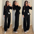 Women Sports Suit Top Wide Leg Pants 2 Piece Sets Round Collar Sweatshirt Trousers Tracksuit Sportswear Outfits Spring 2026