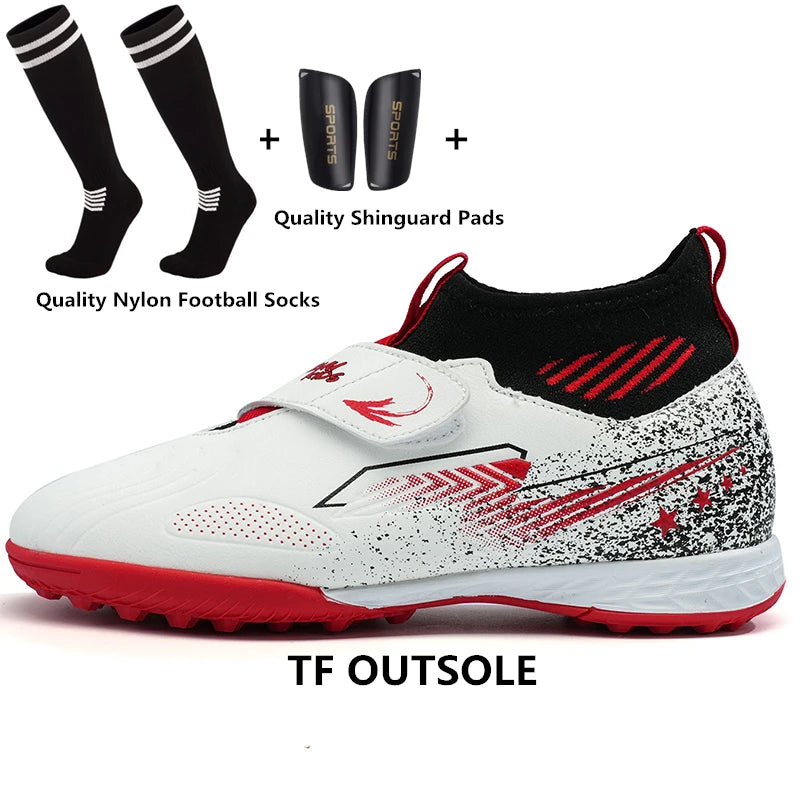 29-39 Boys Football Shoes Velcro Design Kids Girls Soccer Shoes Quality Child Sport Shoes