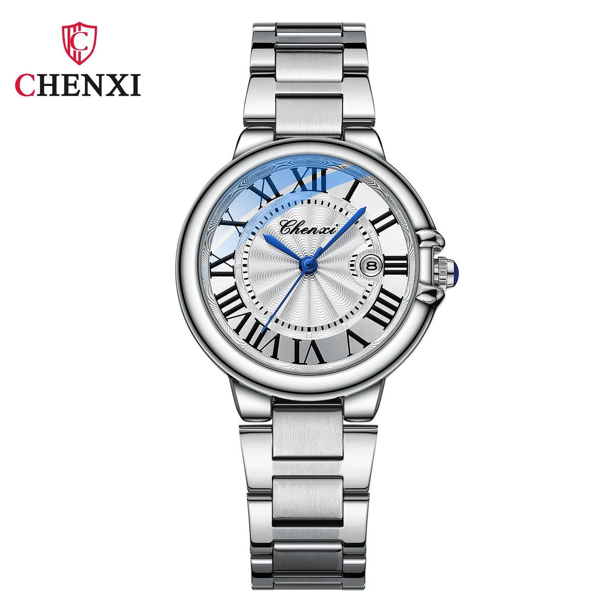 CHENXI 039 Couple Exquisite Watch Quartz Top Brand Luxury Fashion Stainless Steel Silver White Male and Female Couple Watch Gift