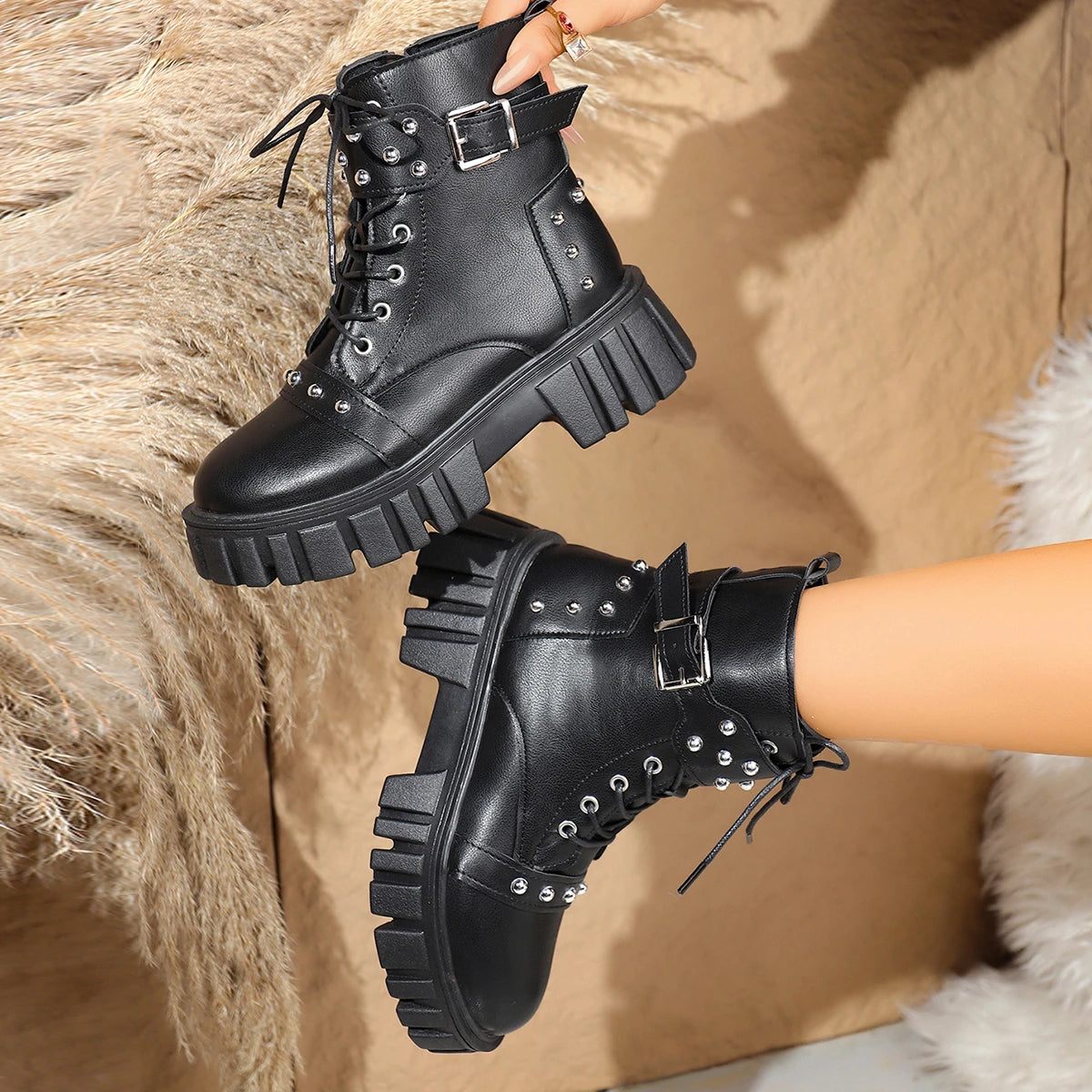 2025 Women Ankle Boots Fashion Comfortable Elegant Anti-slip Boots Walking Platform Designer Shoes for Women Zapatos De Mujer