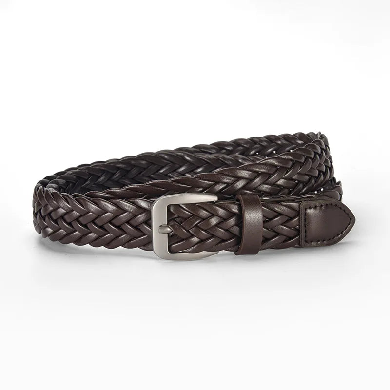 SimpleTrendy Braided Women’s Belt  Minimalist Retro Slim Waist Belt Casual and Versatile Jeans Belts with Buckle for Women