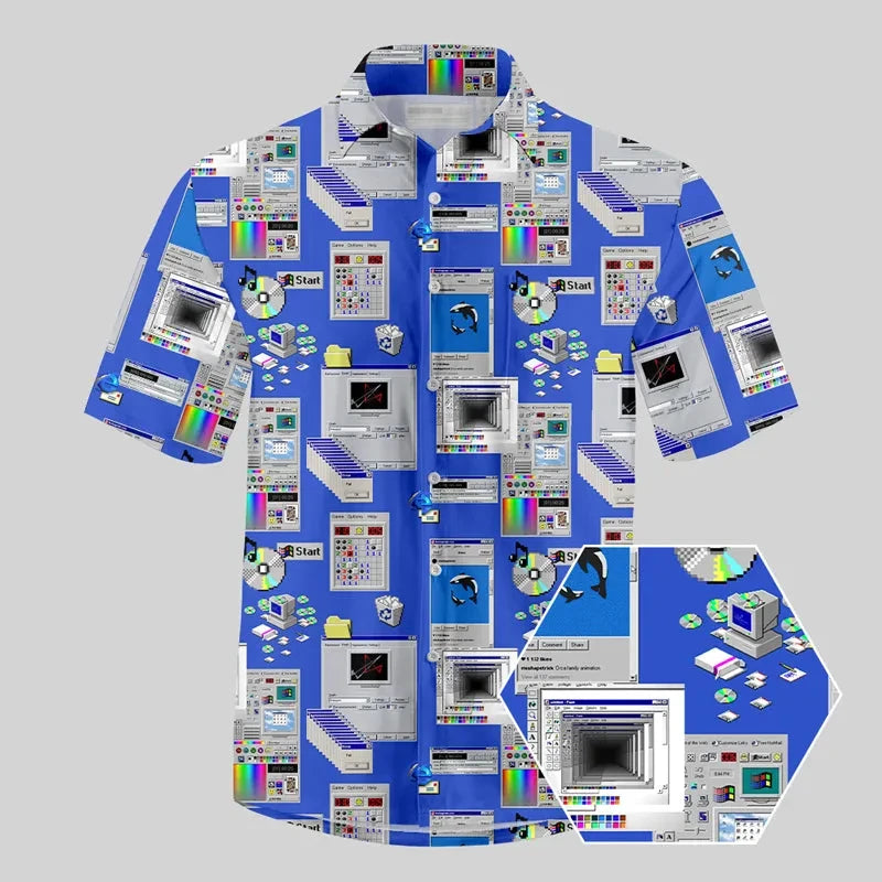 New Fashion Cpu Computer Hawaiian Shirt 2026 Men Women Funny Shirt Casual Holiday Party Button-Up Unisex Shirts Lapel Blouses