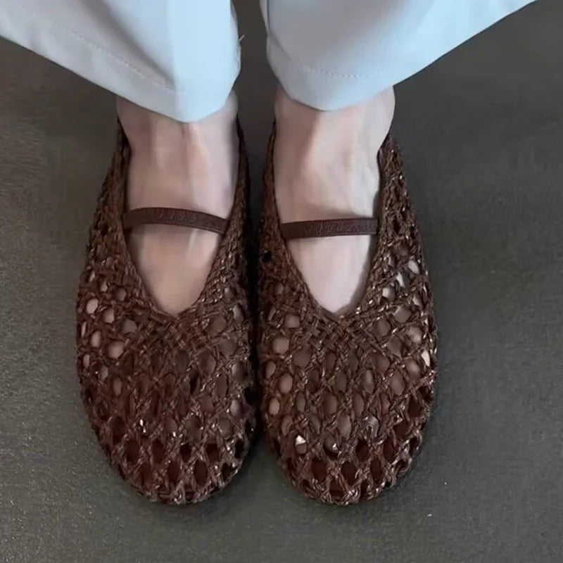 Flats Loafers Women Shoes Designer Weave Shallow Sandals Fashion Casual Sport 2026 New Dress Walking Retro Summer Mujer Zapatos