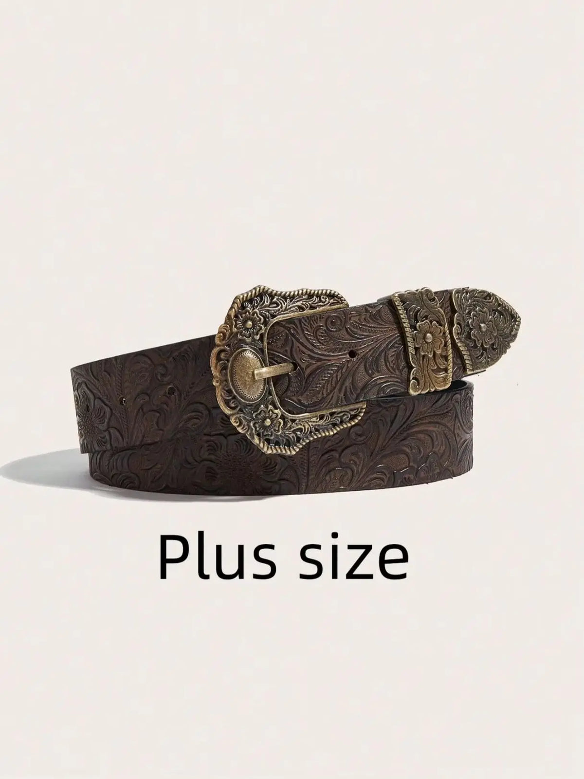 Plus Size Belts for Women, 1 Piece Brown Women's Belt, Western Belt, Chunky Belt, Boho Belt, Cowgirl Belt, Rodeo, Brown Belt, Vintage Bronze Buckle Embossed Belt, Suitable for Dresses, Pants, Parties, Streetwear, School, Musi