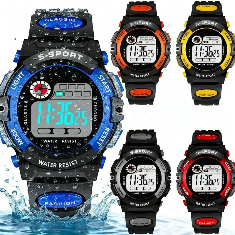 Kids Digital Watch Waterproof LED Luminous Sport Silicone Strap Children Boy Girl Multi-Function Alarm Stopwatch Calendar Clock