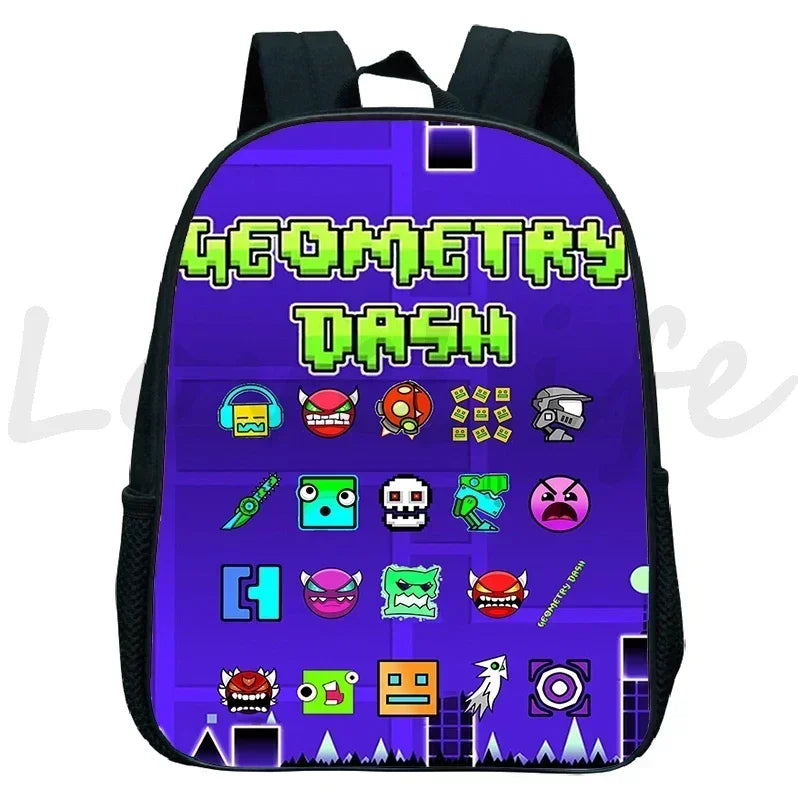 Children Backpack Anime Small Bookbag Kids Cartoon School Bags  Angry Geometry Dash Kindergarten Backpacks Boys Girls Rucksack