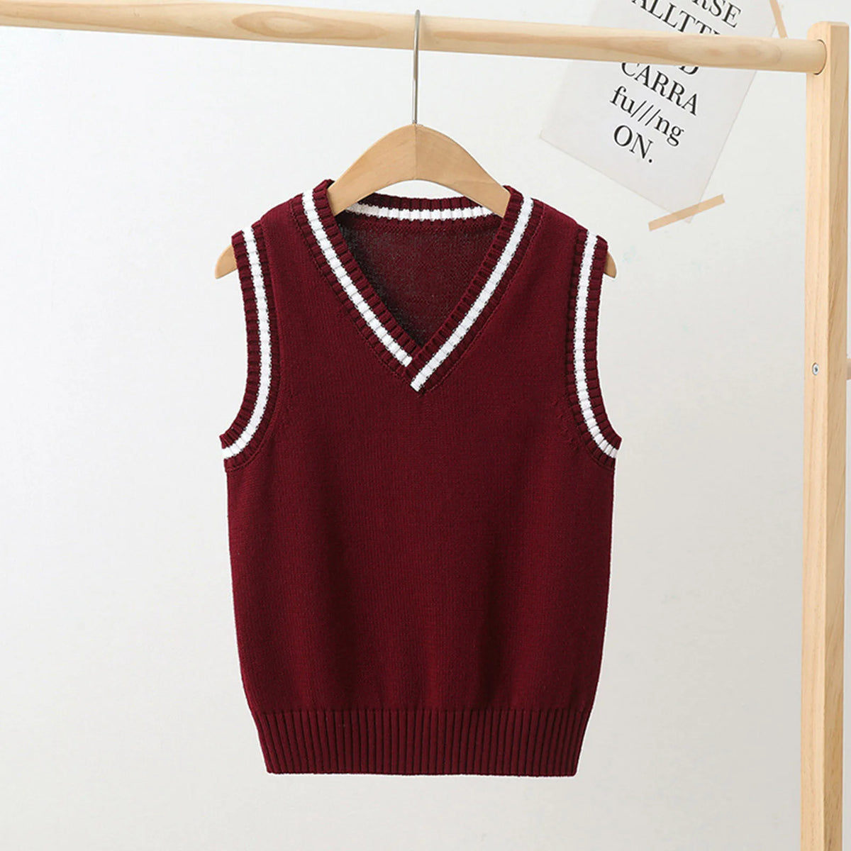 Kids Boys Girls Preppy Style Sweater Vest Fashion V Neck Knitted School Uniform Waistcoat Tops Children Spring Autumn Outerwear