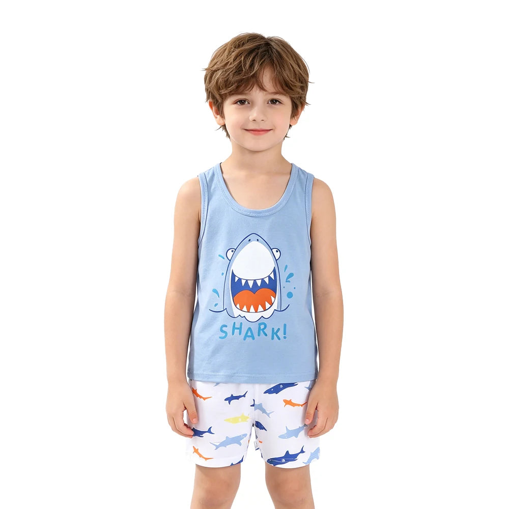 Summer Girls Pajamas Sets Kids Clothes Vest Suit Children Clothing baby Cotton T-Shirts Shorts Tank Top Boys Pyjamas Tank Tops