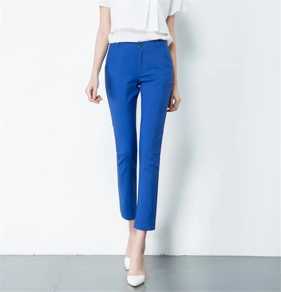 Women's Ol Pencil Ankle-length Pants Oversized 4xl Slim Candy Colors Pantalones Summer Mid Waist 90cm Trousers Suits Spodnie