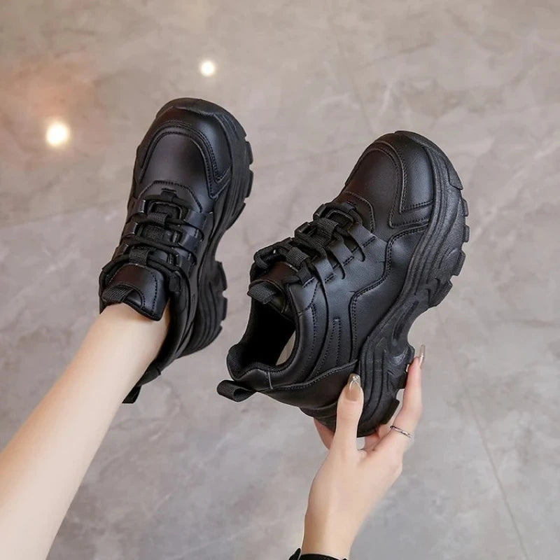 Women's Walking Sneakers, Lightweight Non-Slip High-Top Platform Chunky Sneakers, Elevator Shoes for Daily Wear & Fitness