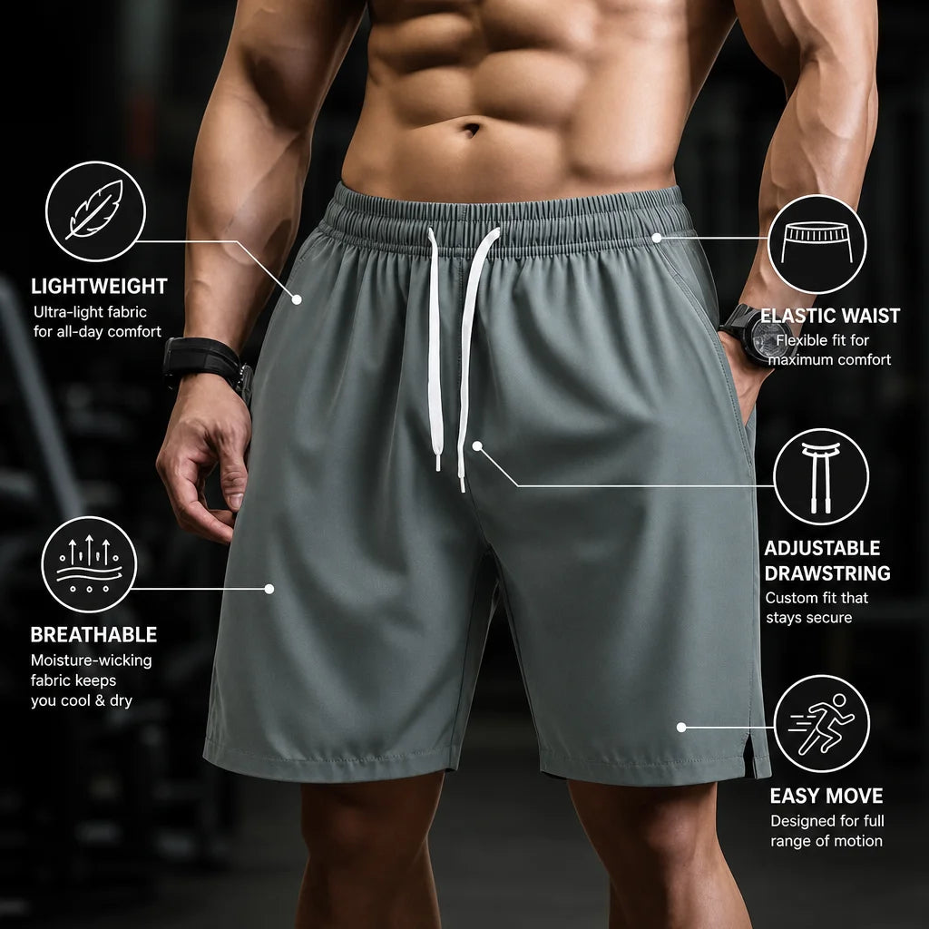 Men's sports shorts 2026 men's breathable tennis shorts fast drying badminton shorts outdoor running shorts fitness sportswear