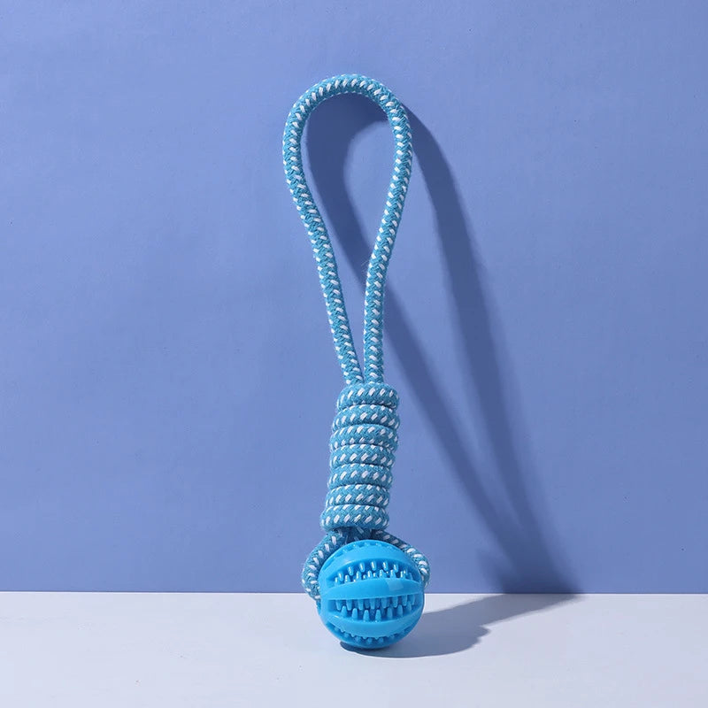 Dog Teething Toys Chew Resistant Cotton Rope Ball Rubber Leaking Toy Interactive Pet Play Toy Tooth Cleaning for Puppy Dogs